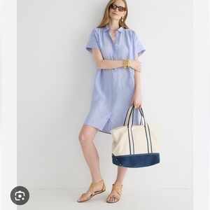 J. Crew Light Blue Button-Front Shirt Dress